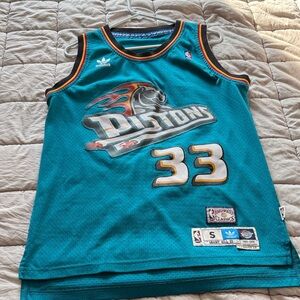 Adidas Teal Pistons Grant Hill Jersey with Number 33